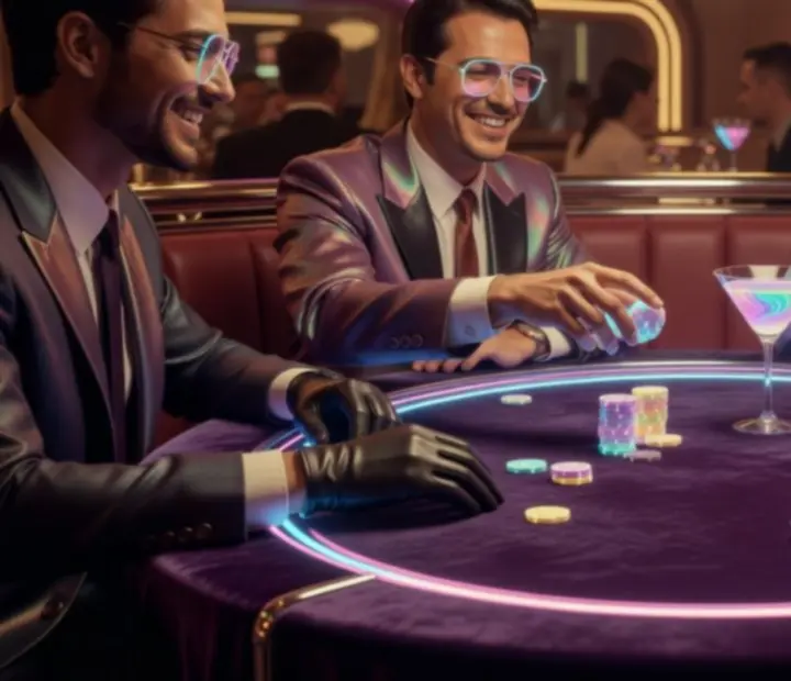 Detail pokerového tematického večera v retro-futuristickém prostředí Ceslorie